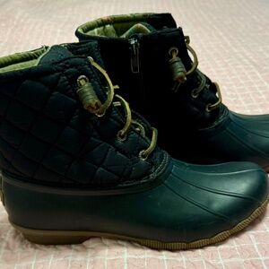 SPERRY Womens Black Saltwater Quilted Duck boot Size 9